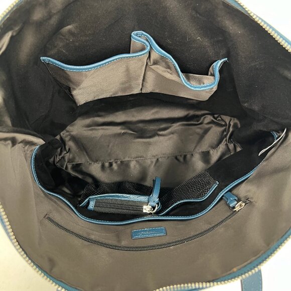 Tahari Blue Zip Leather Tote | New With Tags - Picture 9 of 11